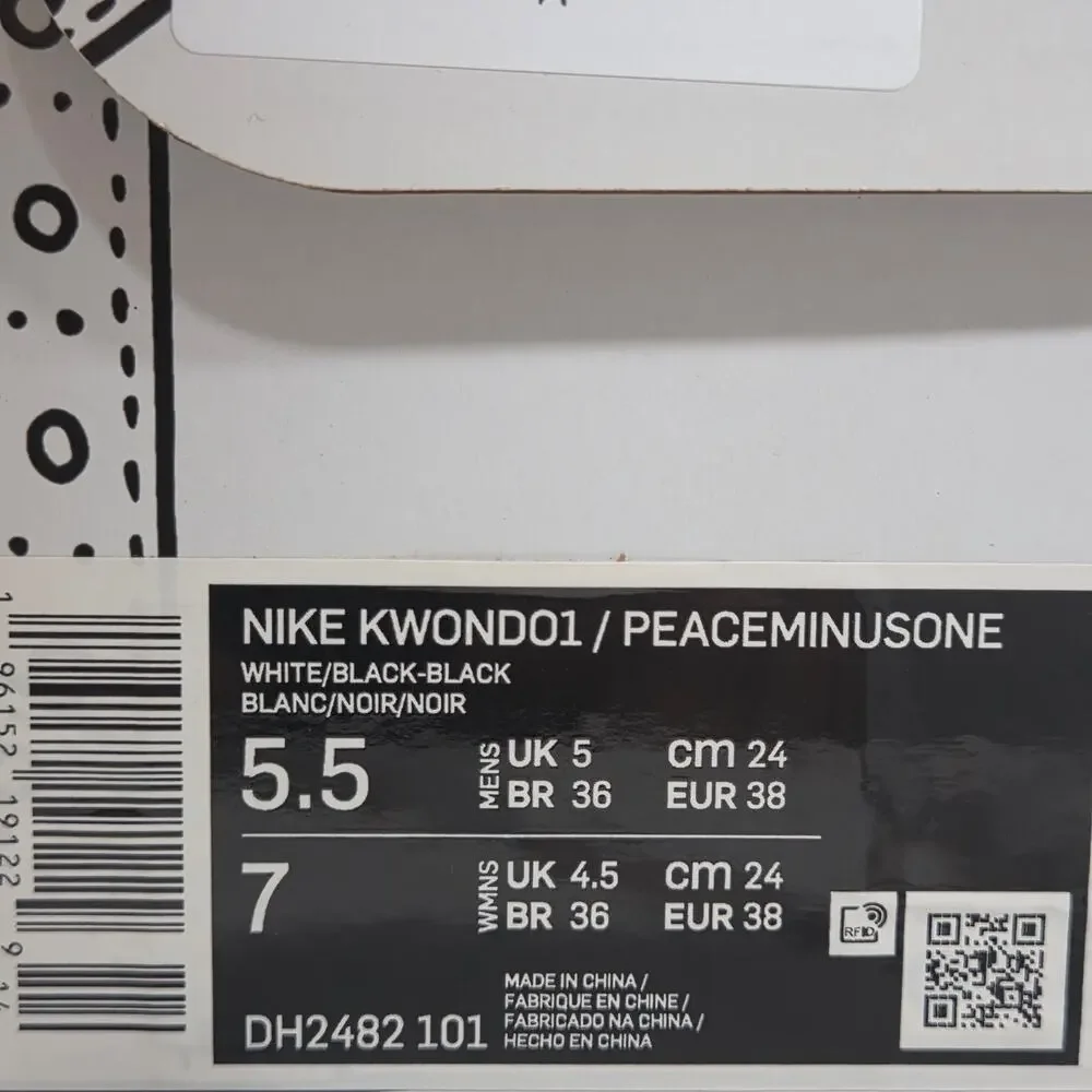 Nike Kwondo1 Peaceminusone Panda Size 5.5 Men's/7 Women's G Dragon DH2482-101